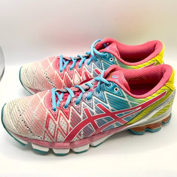 ASICS Gel-Kinsei 5 Women’s Sz 9 Running Shoes Pink Yellow Blue T3E9Y Multicolor - Picture 1 of 7
